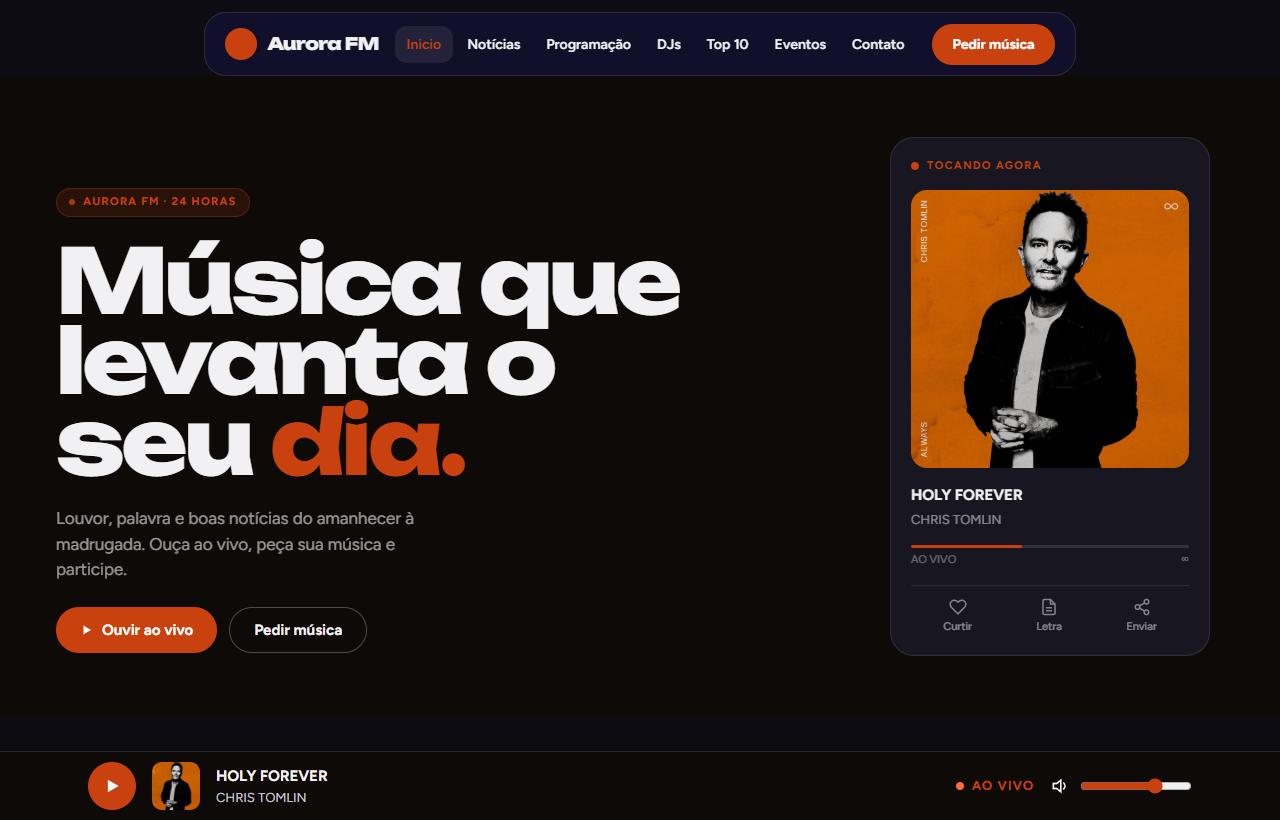 Página inicial do modelo Aurora FM