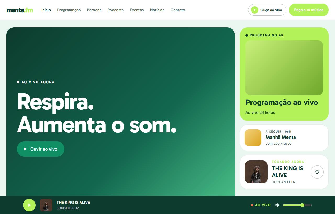 Página inicial do modelo menta .fm