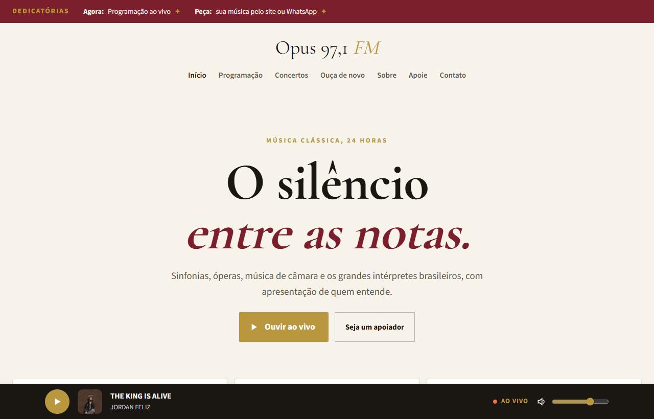 Página inicial do modelo Opus 97,1 FM