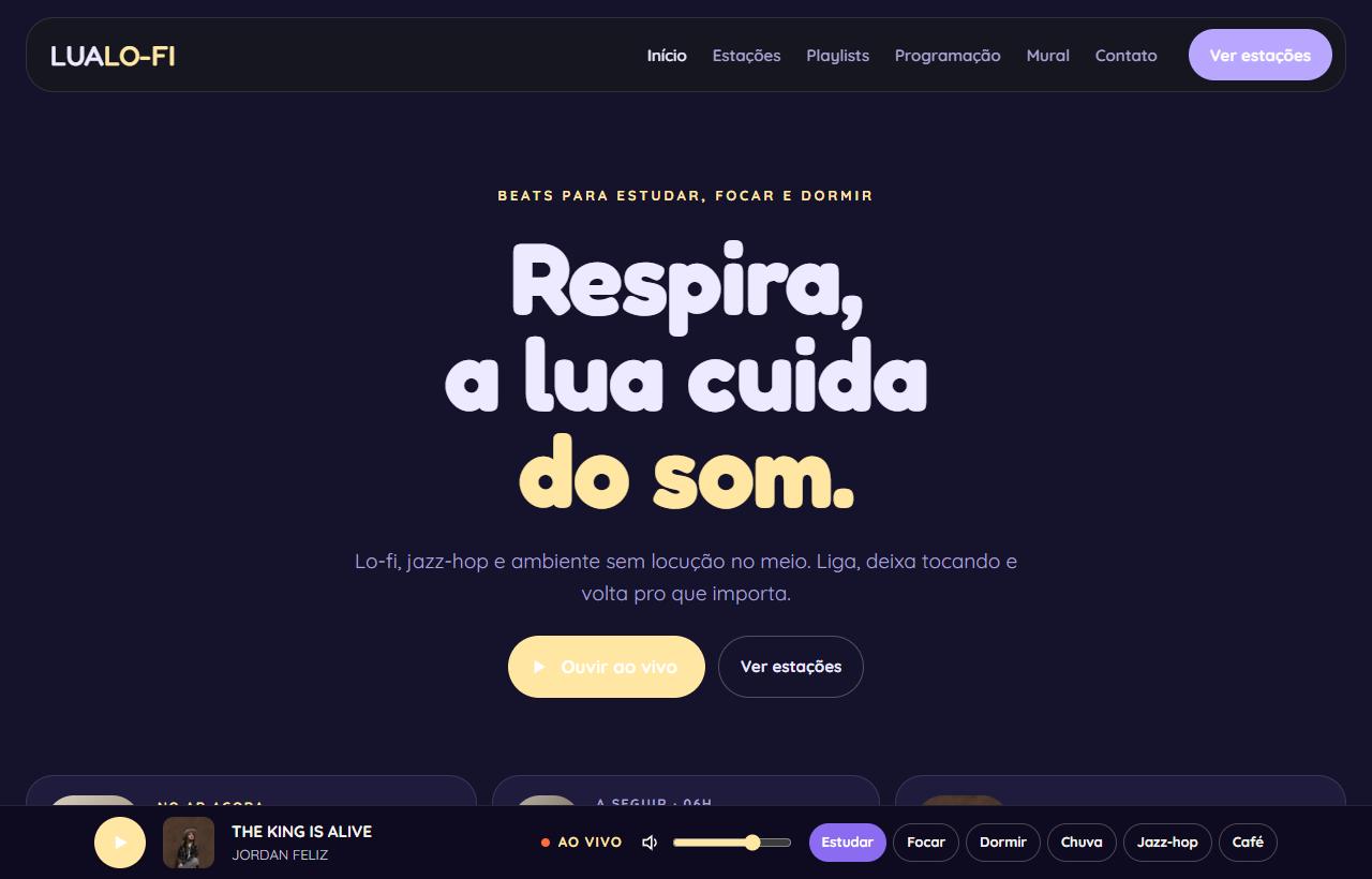 Página inicial do modelo lua lo-fi