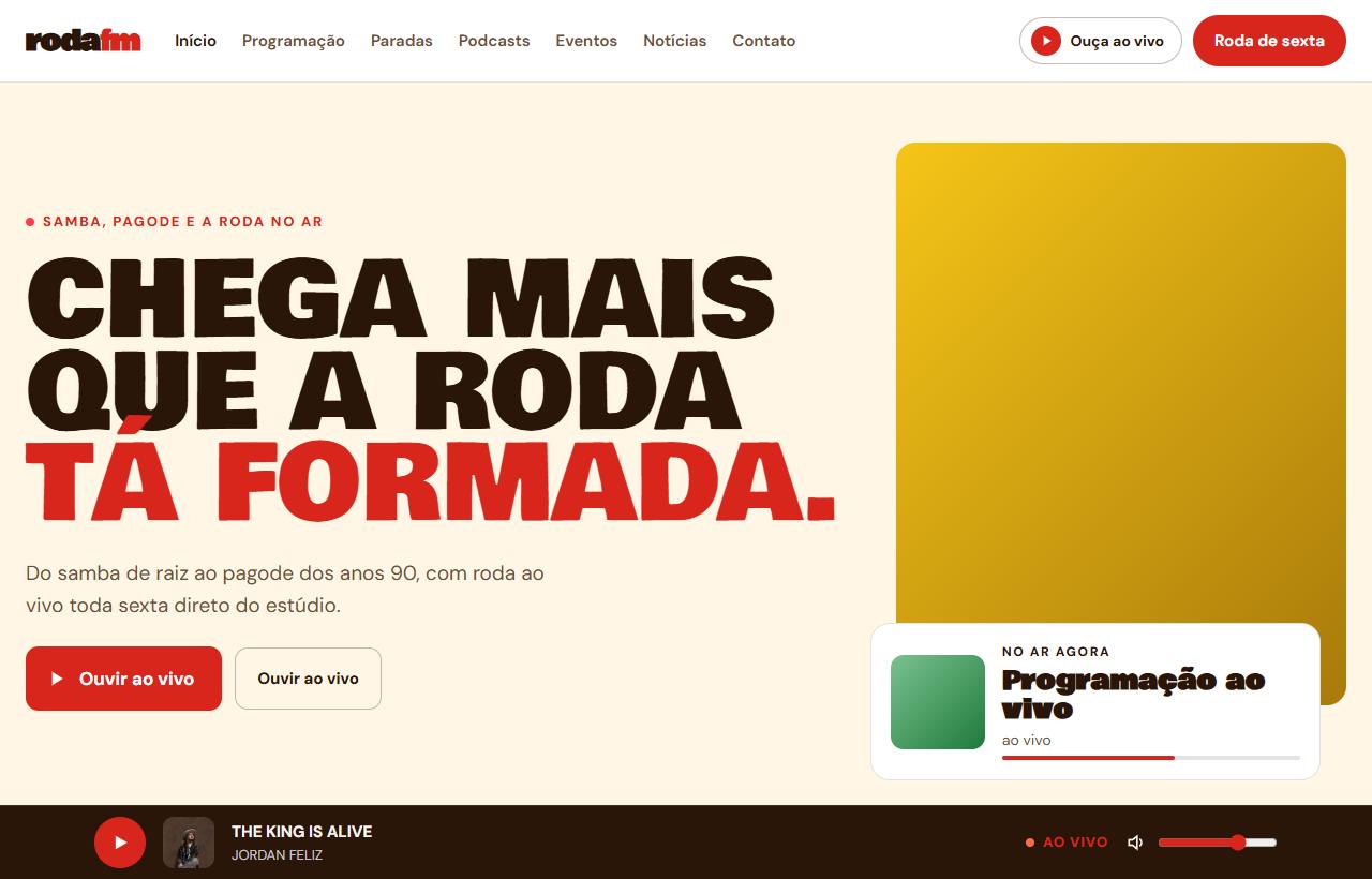 Página inicial do modelo Roda FM