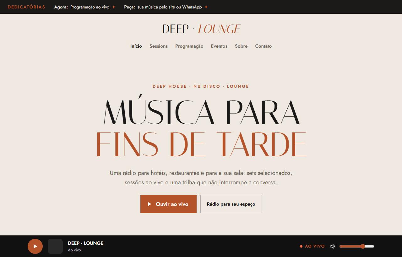 Página inicial do modelo Deep · Lounge